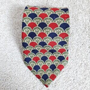Evan Picone Men's Neck Tie 100% Silk Red Navy and Green 57.5"